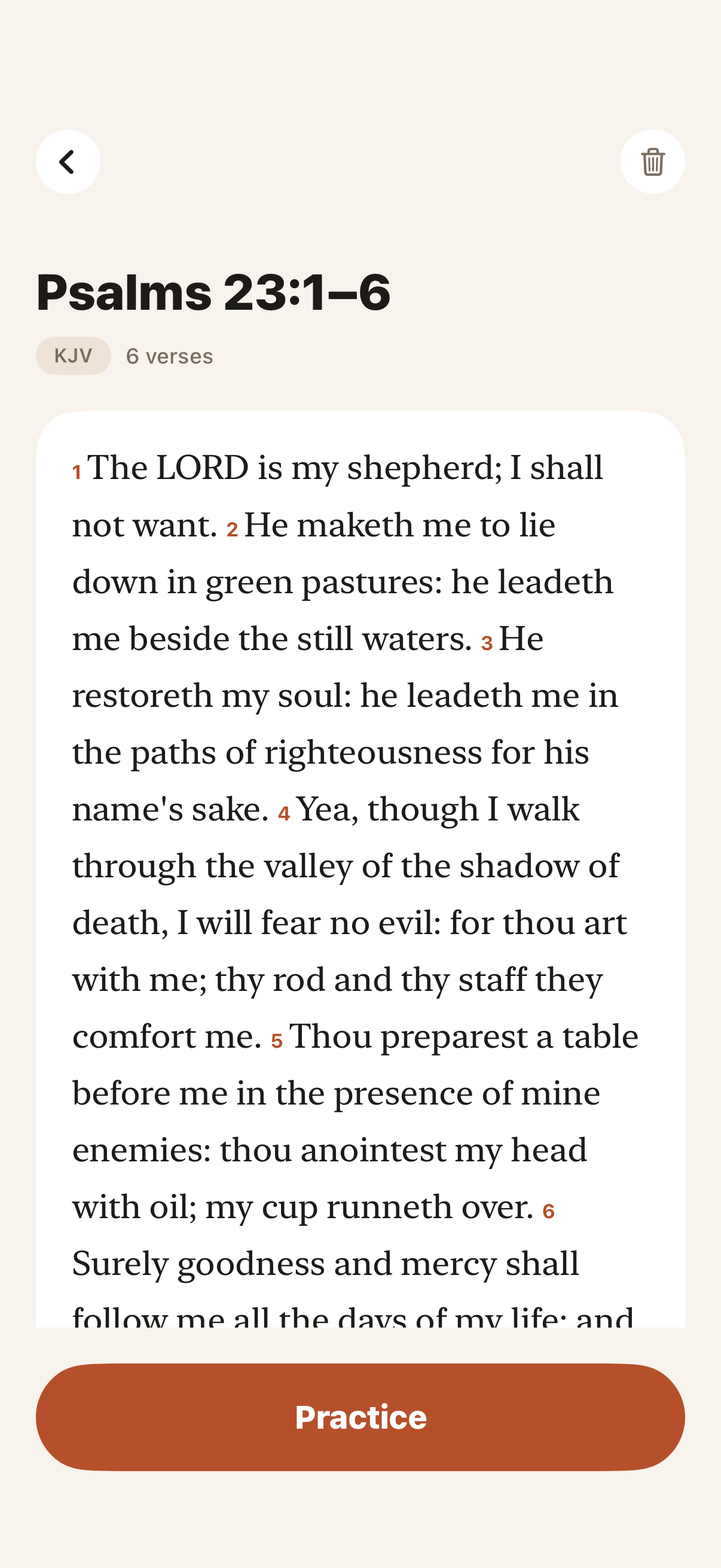 Psalm 23 revealed in full, set in serif type